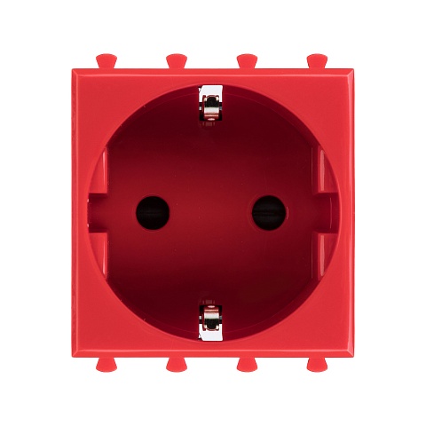 Розетка модульная, 2P+E, с з/ш, "Avanti", "Красный квадрат", 2 модуля