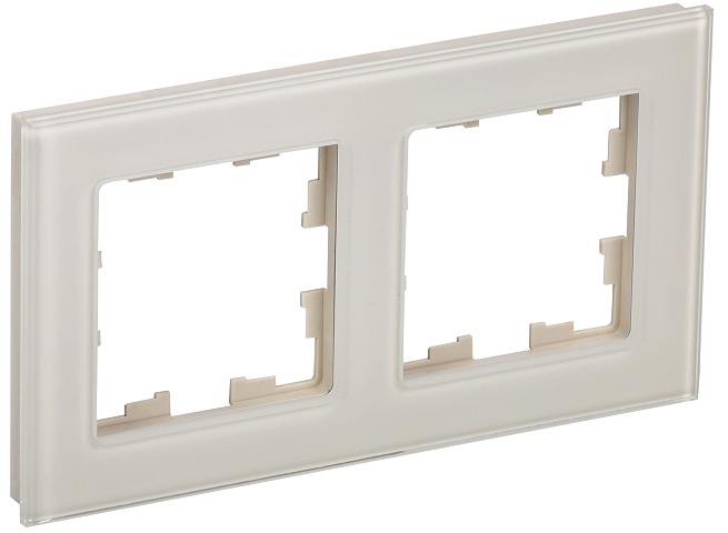 IEK BRITE DECOR  Ванильный глянец стекло Рамка 2-м РУ-2-2-БрВа