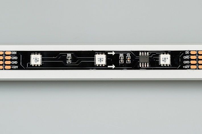 Arlight Светодиодная лента SPI-5000-AM 12V RGB (5060,150 LED x3,1804, Black) (Открытый, IP20)