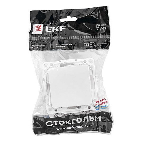 EKF PROxima Стокгольм Белый Выключатель 1-кл, 10А, винт.клеммы