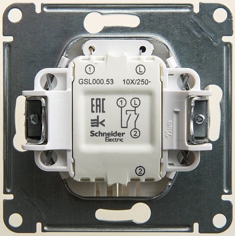 SE Glossa 2-клавишный Выключатель с подсветкойкой, сх.5а, 10АХ, механизм, перламутр