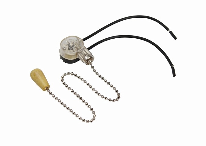 Выключатель для настенного светильника c проводом и деревянным наконечником, silver Rexant