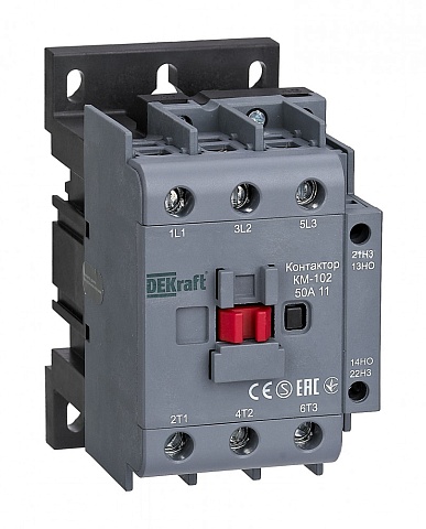 DEKraft Контактор 50А 110В АС3 АС4 1НО+1НЗ КМ-102