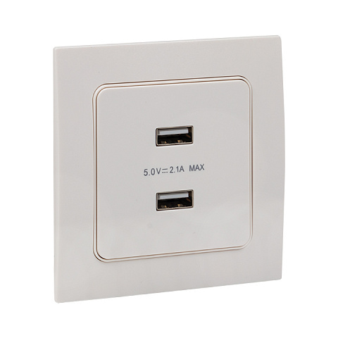 EKF PROxima Стокгольм Белый Розетка USB 2-ая, 2,1А